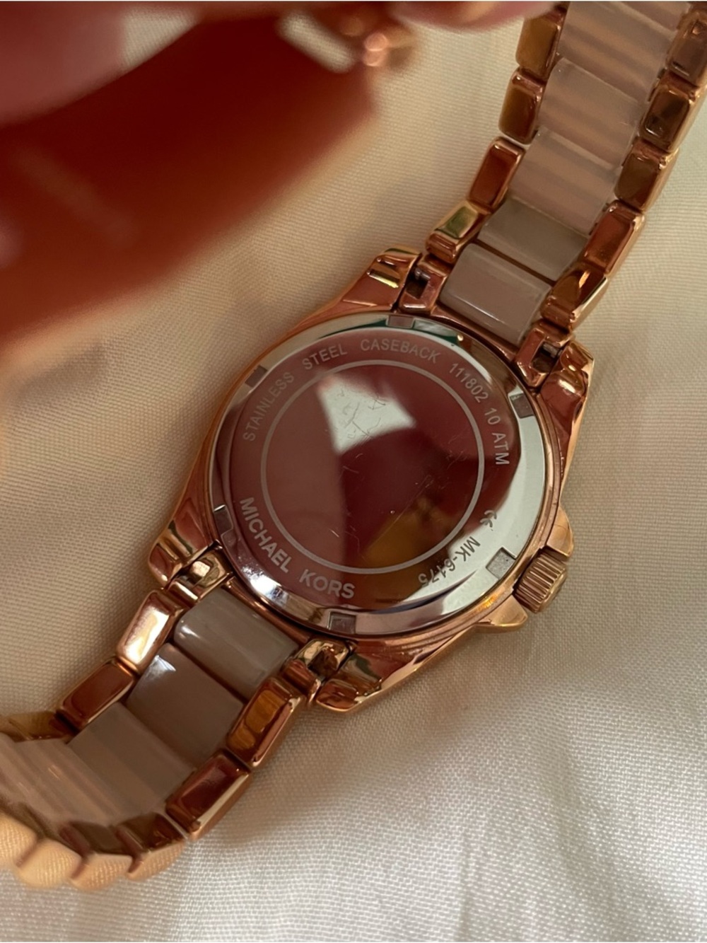 Michael Kors Rose Gold and Cream Ceramic Crystal Watch - not currently operating - Picture 5 of 14